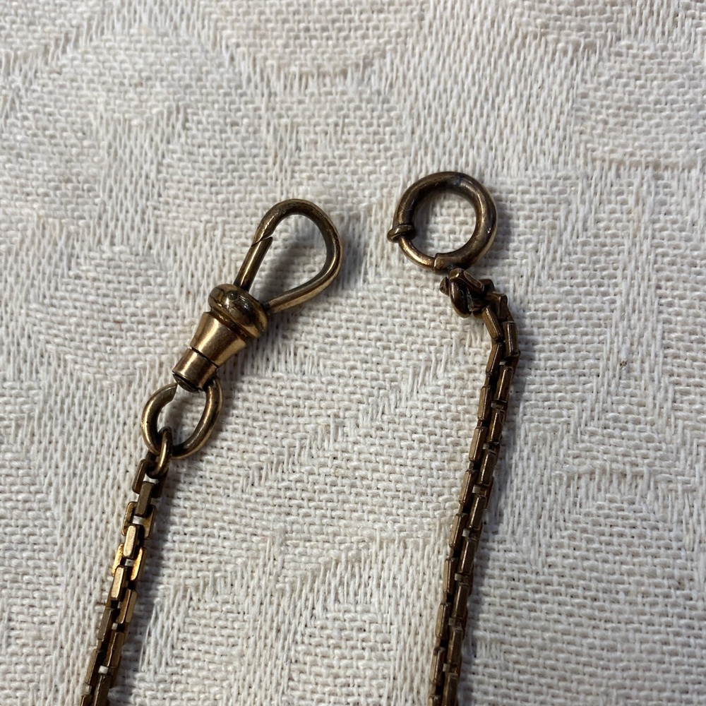 Antique Pocket Watch Chain with Tie Bar and Fob - Picture 4 of 6